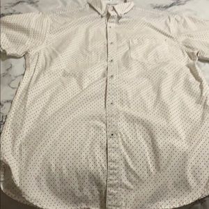 Red white and blue polka dot button up